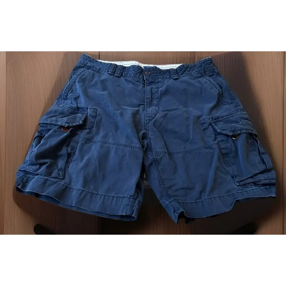 Y2K Polo Ralph Lauren Cargo Shorts Utility Sz 38 Mens Old Heavy Baggy Workwear
